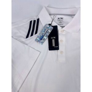 Adidas Men's Golf Polo Shirt White ClimaCool Three Stripe Performance Size 2XL